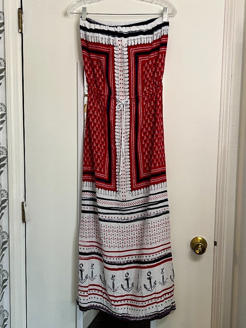 Sperry Top-Sider Strapless Nautical Maxi // Small // Anchor Print Summer